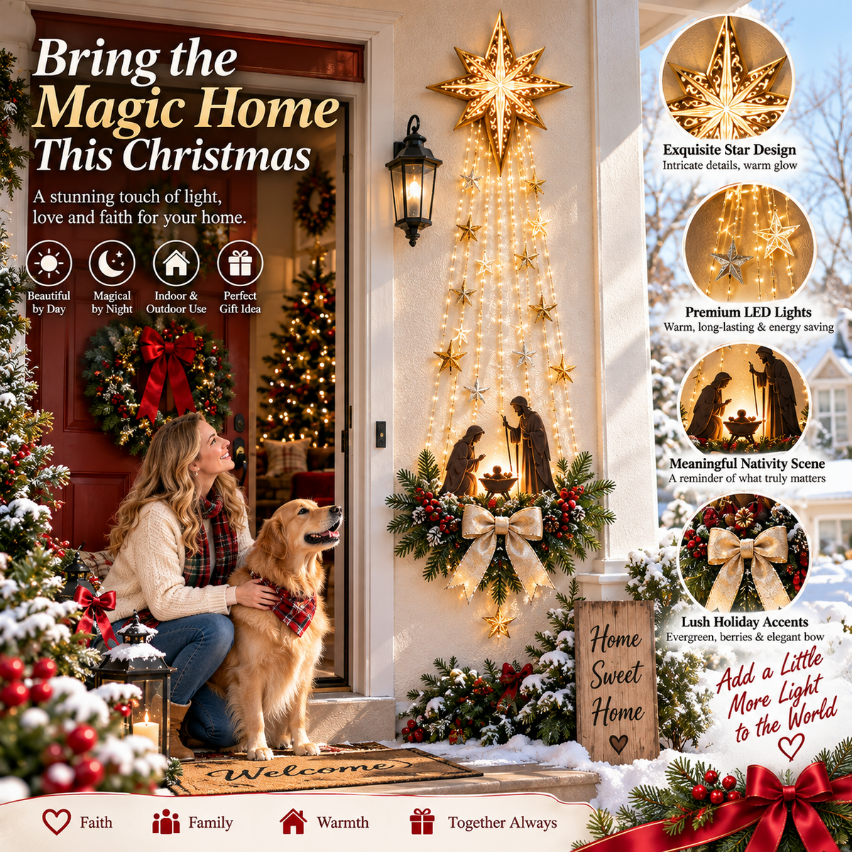 ✨Last Day 50% OFF✨✝️ Bethlehem Star™ – Lighted Nativity Wall Decor