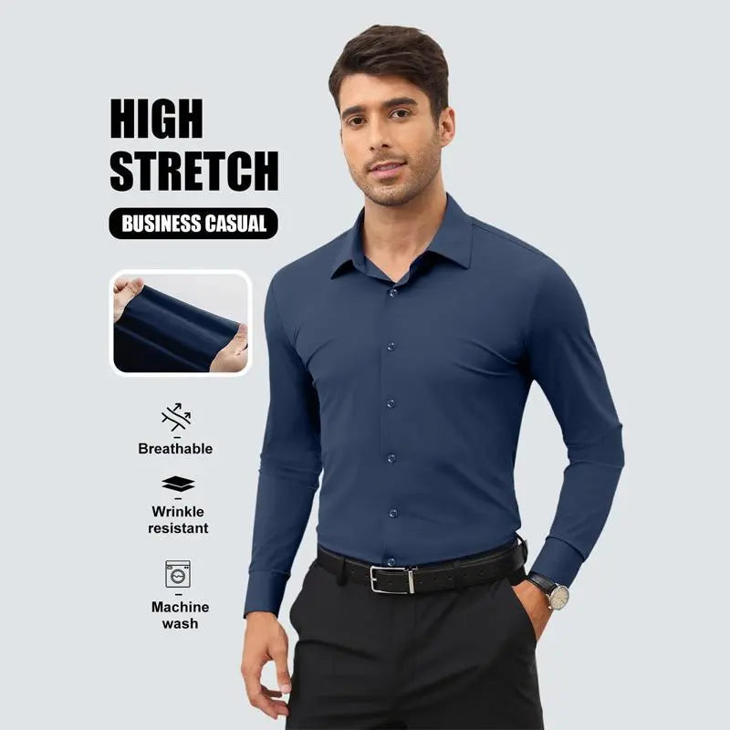 Men's 16-Way Stretch Slim Fit Dress Shirt - Wrinkle-Free