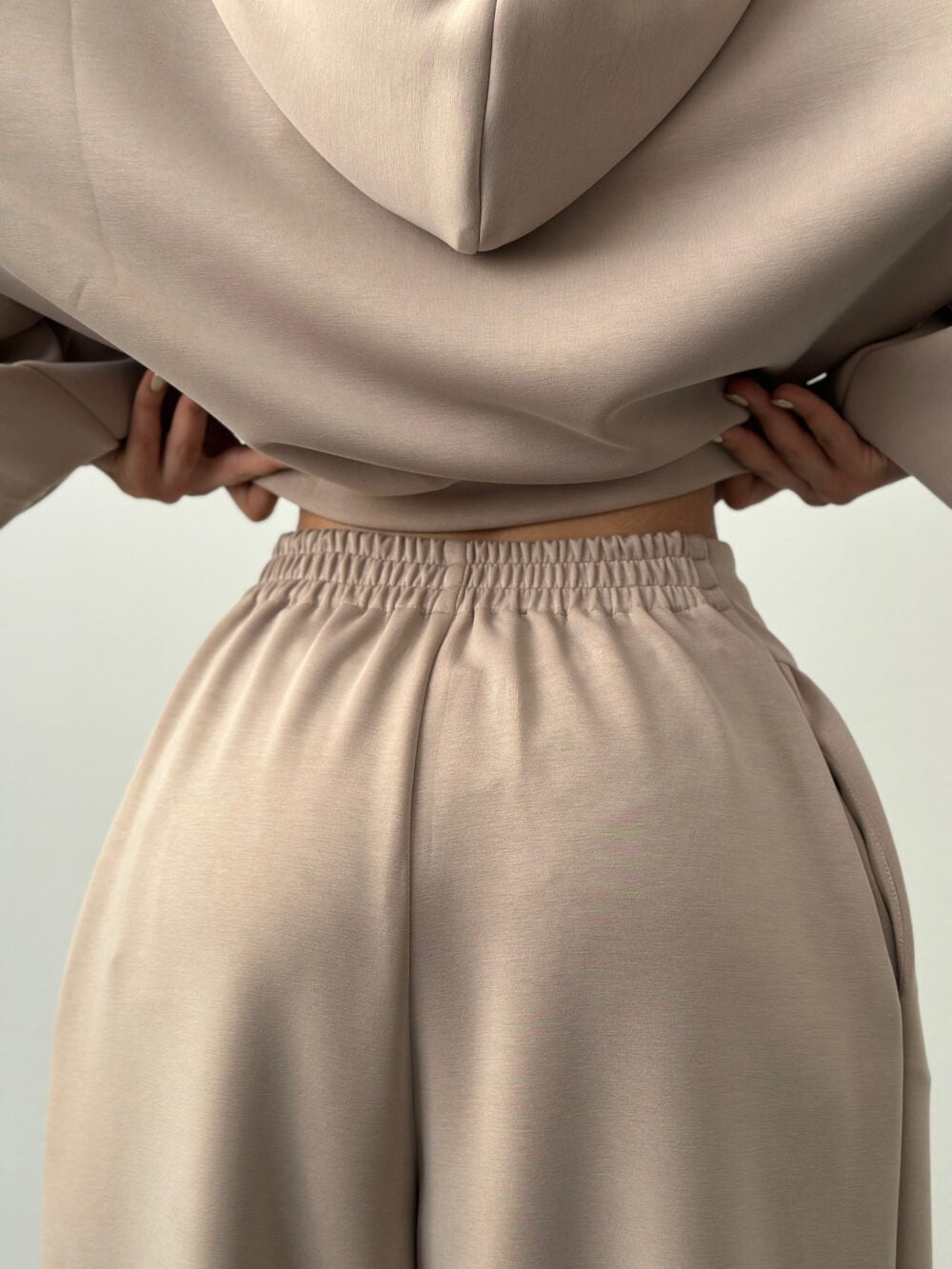 Women’s V-Neck Cropped Hoodie & Wide Leg Pants 2-Piece Set