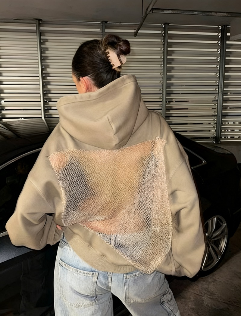Women's Backless Mesh Hoodie - Breathable & Stylish