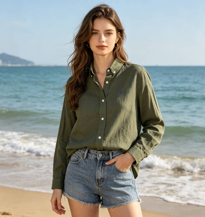 Women's Classic Linen Button-Down Shirt