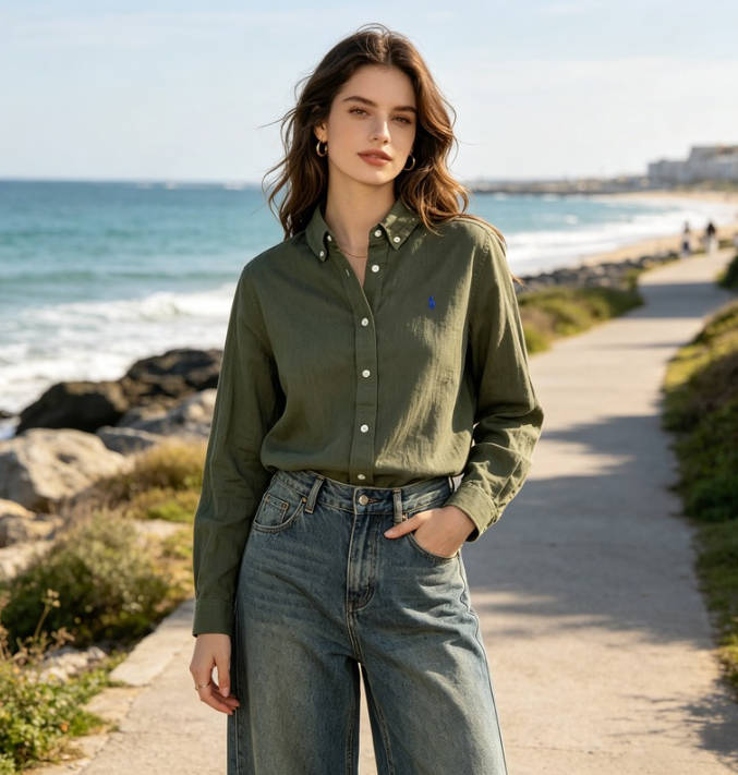 Women's Classic Linen Button-Down Shirt