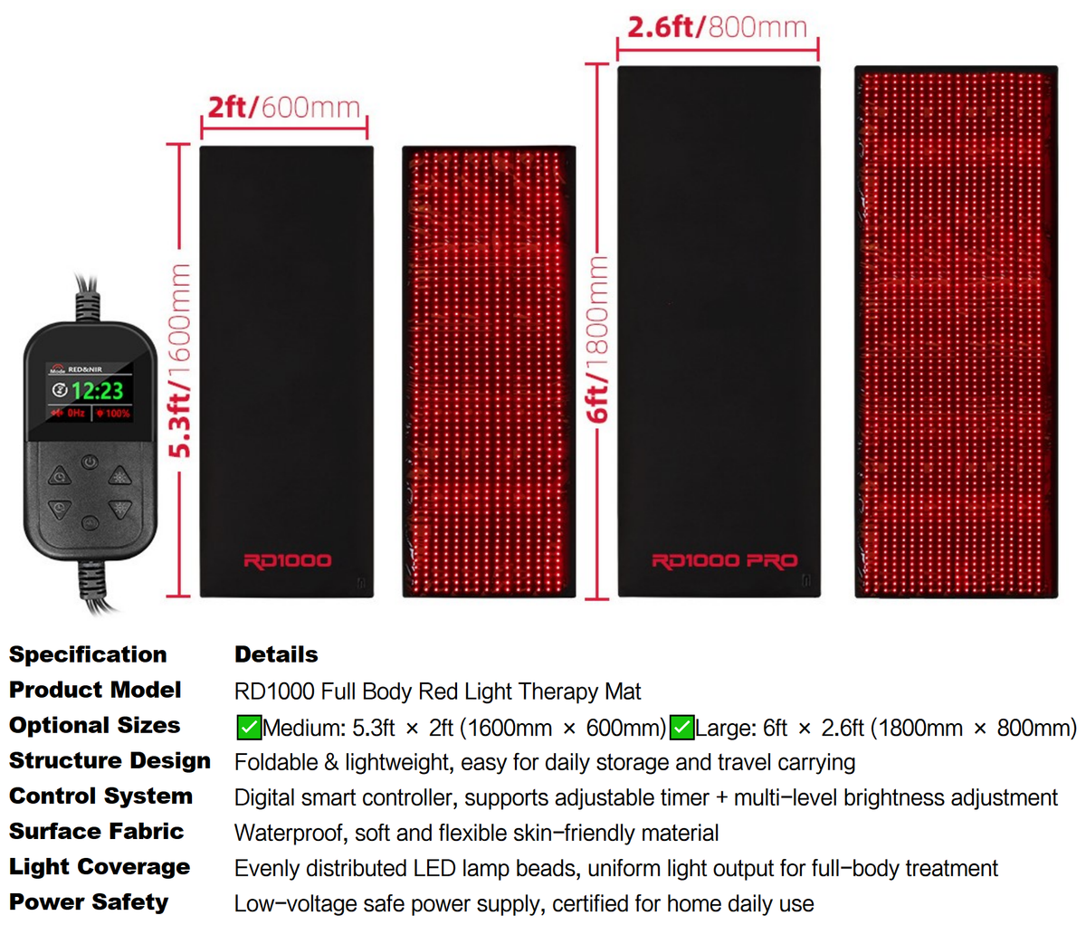 Red and Infrared Light Therapy Mat