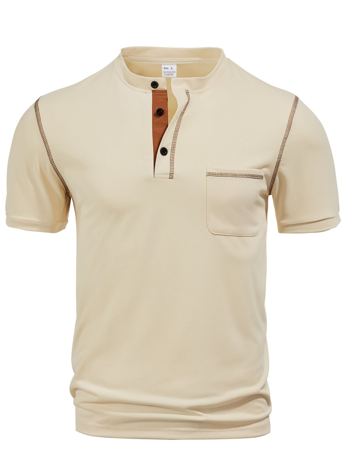 Men's Stand Collar Henley Polo Shirt