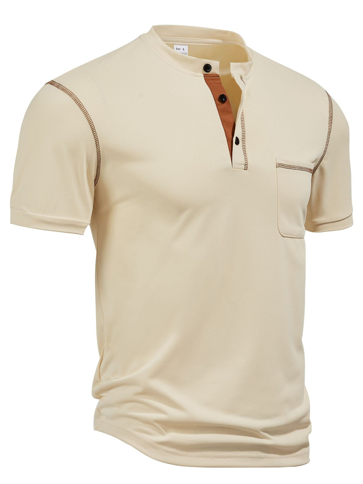 Men's Stand Collar Henley Polo Shirt