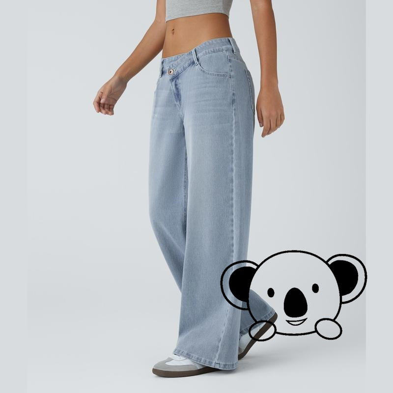 Women’s High Stretch Low-Rise Wide Leg Jeans