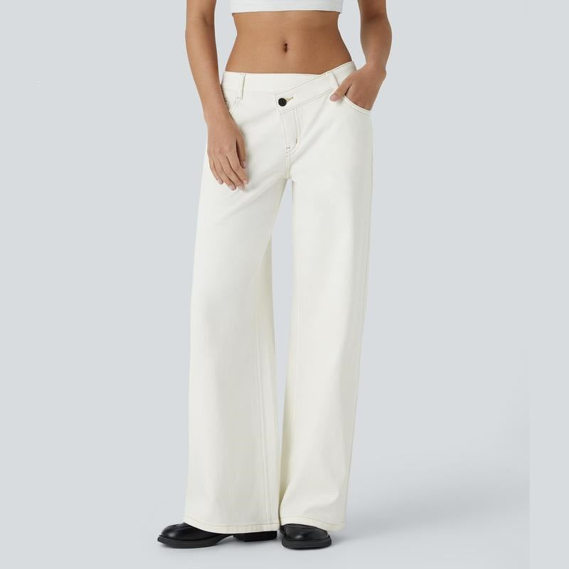 Women’s High Stretch Low-Rise Wide Leg Jeans