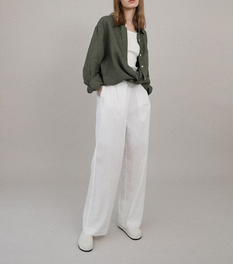 Women's Classic Linen Button-Down Shirt