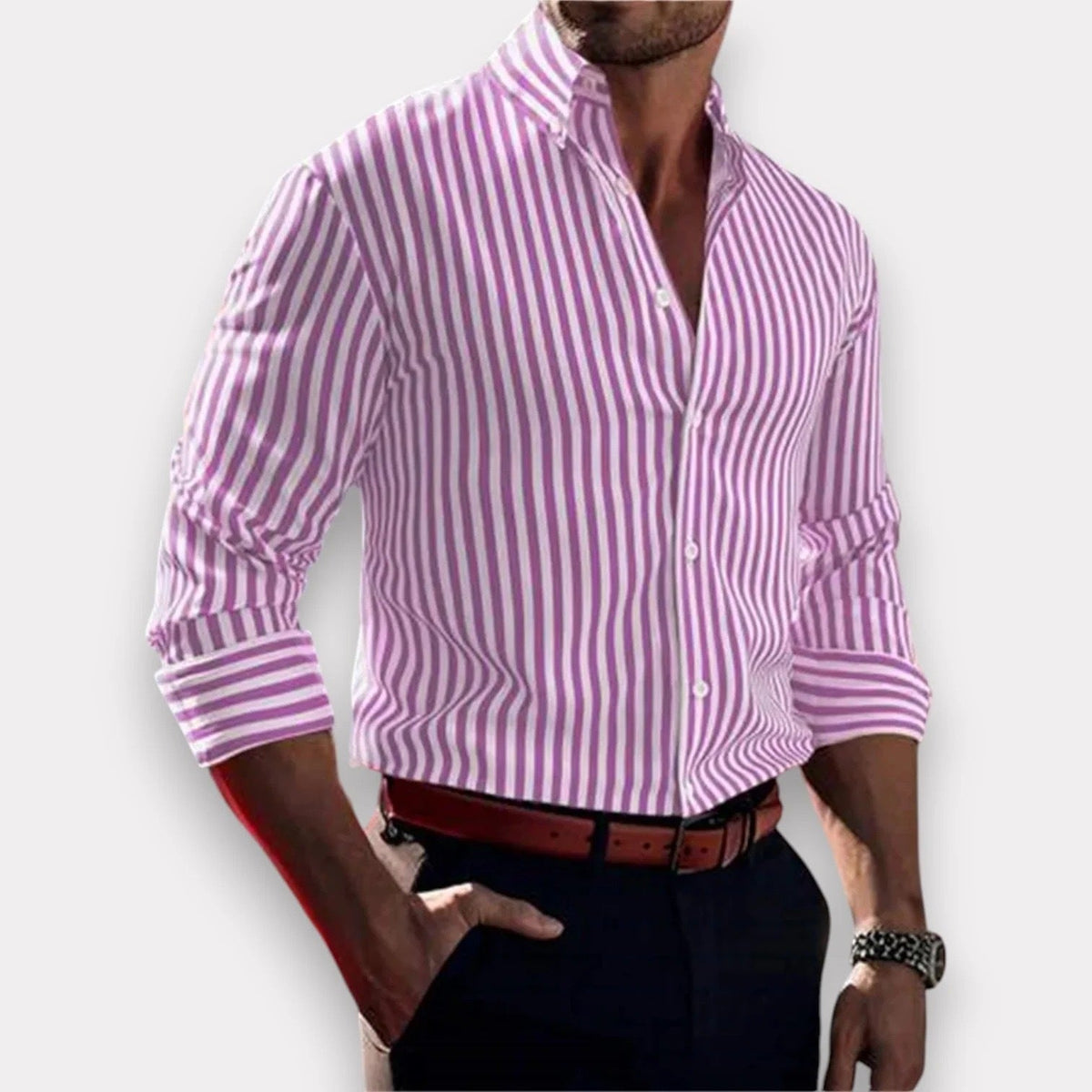 Premium Striped Button-Down Shirt