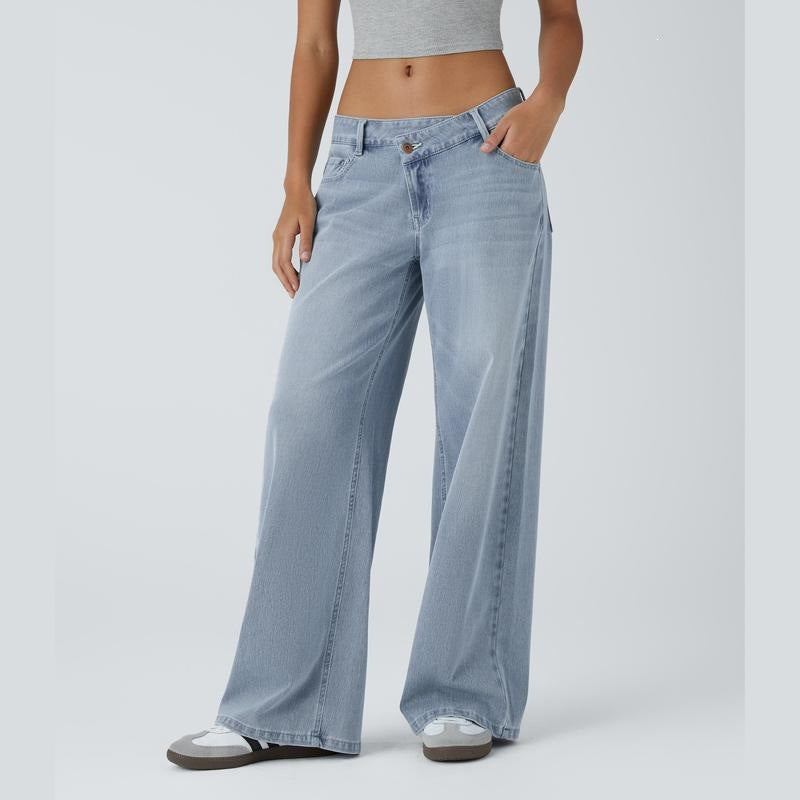 Women’s High Stretch Low-Rise Wide Leg Jeans