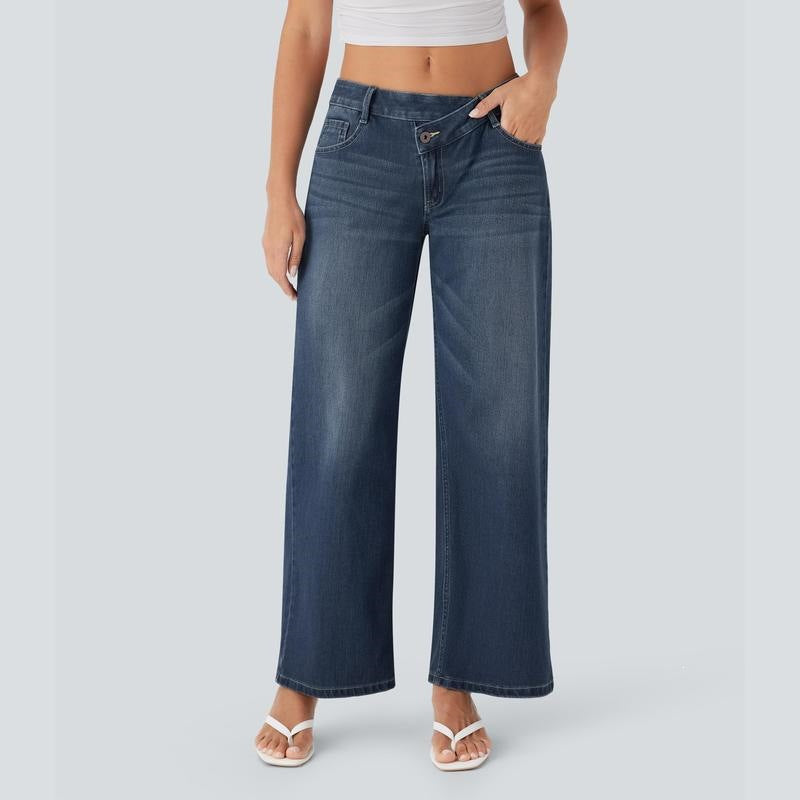 Women’s High Stretch Low-Rise Wide Leg Jeans