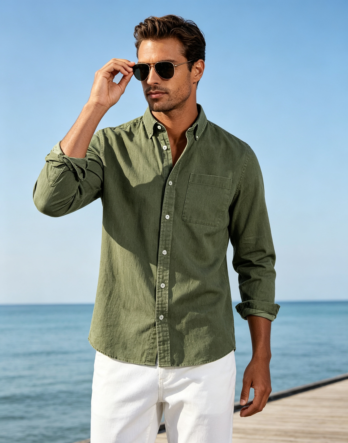 Men’s Vintage Long Sleeve Button-Down Shirt