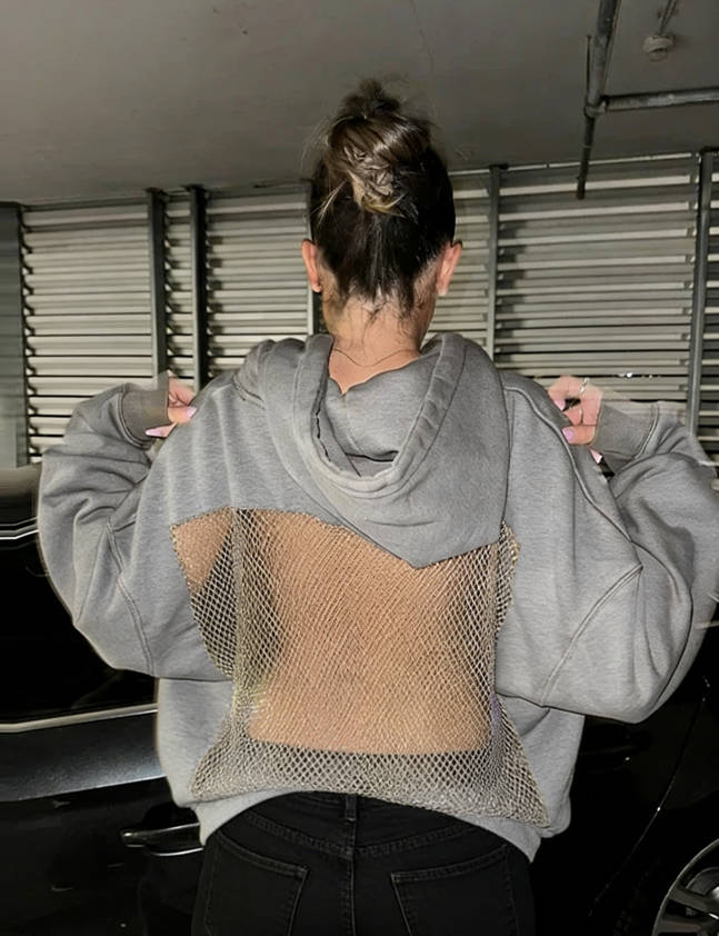 Women's Backless Mesh Hoodie - Breathable & Stylish