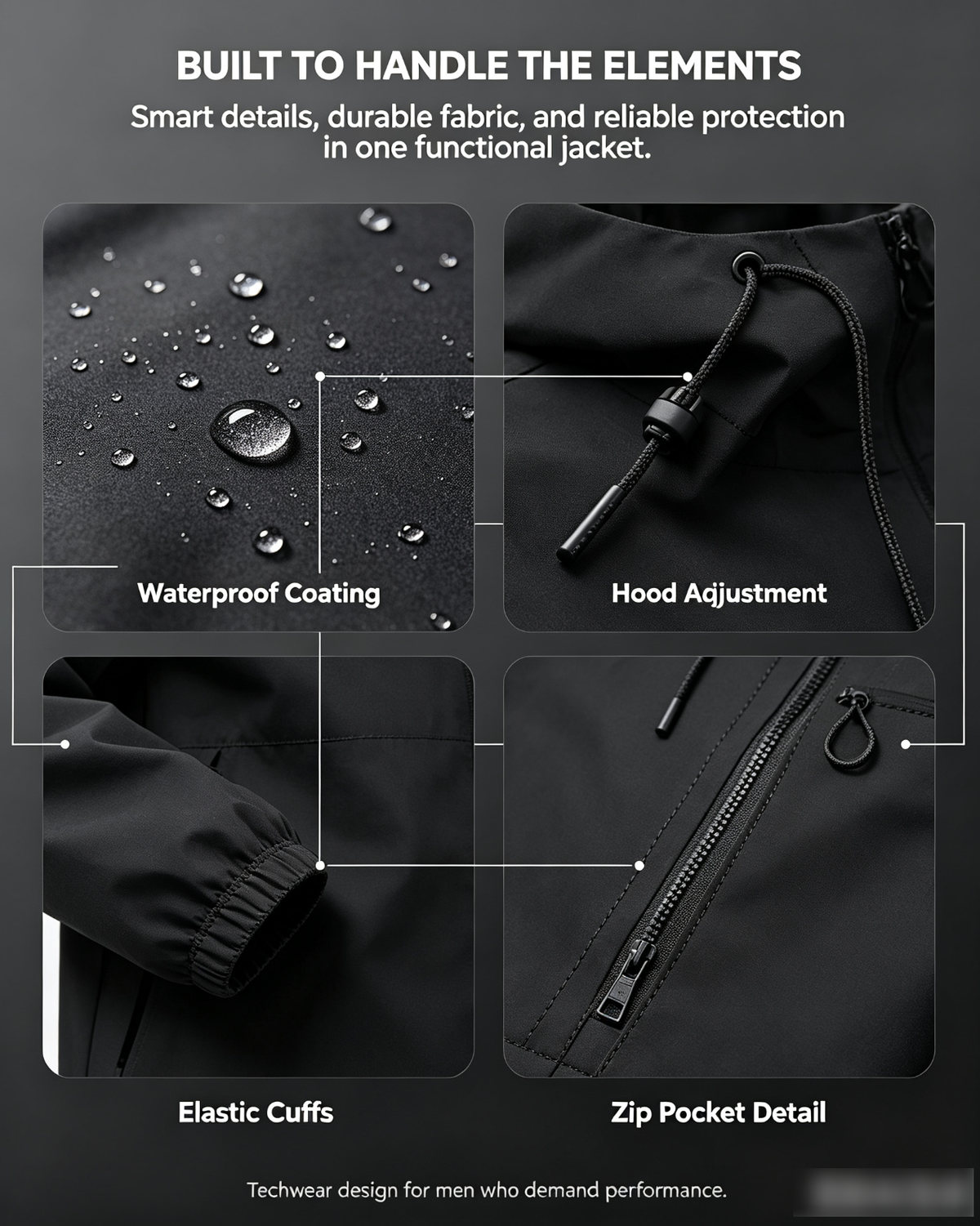 Waterproof Hooded Techwear Jacket