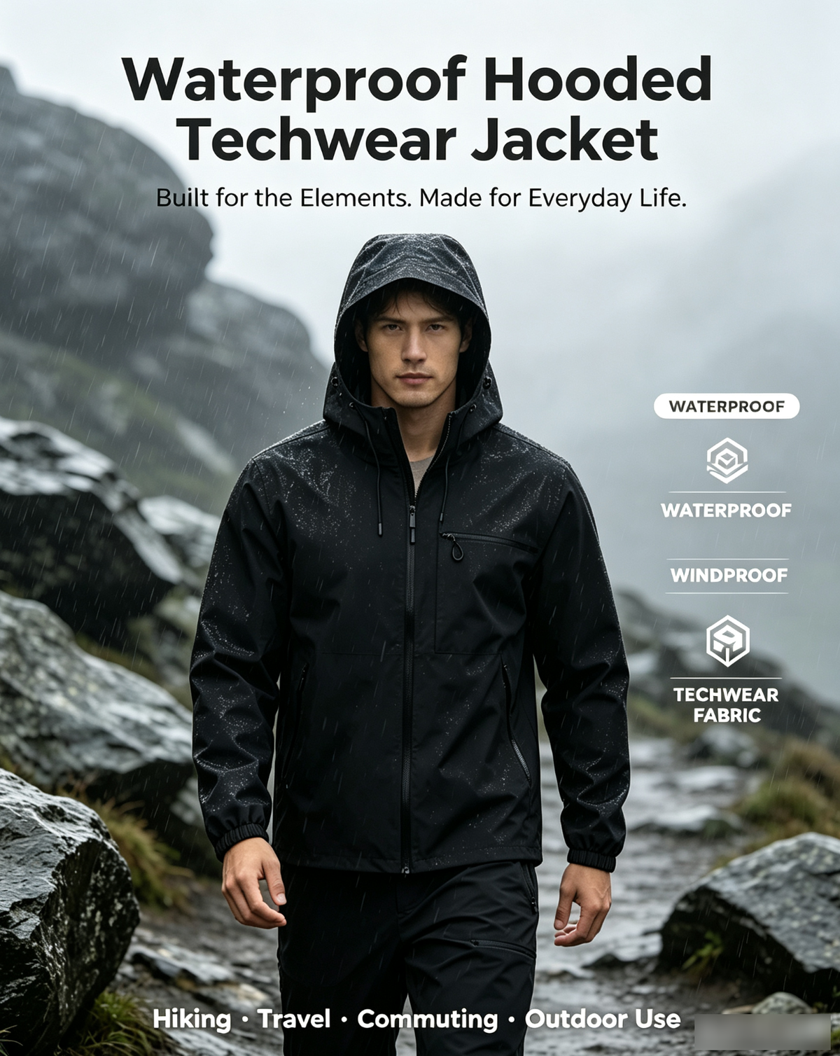 Waterproof Hooded Techwear Jacket