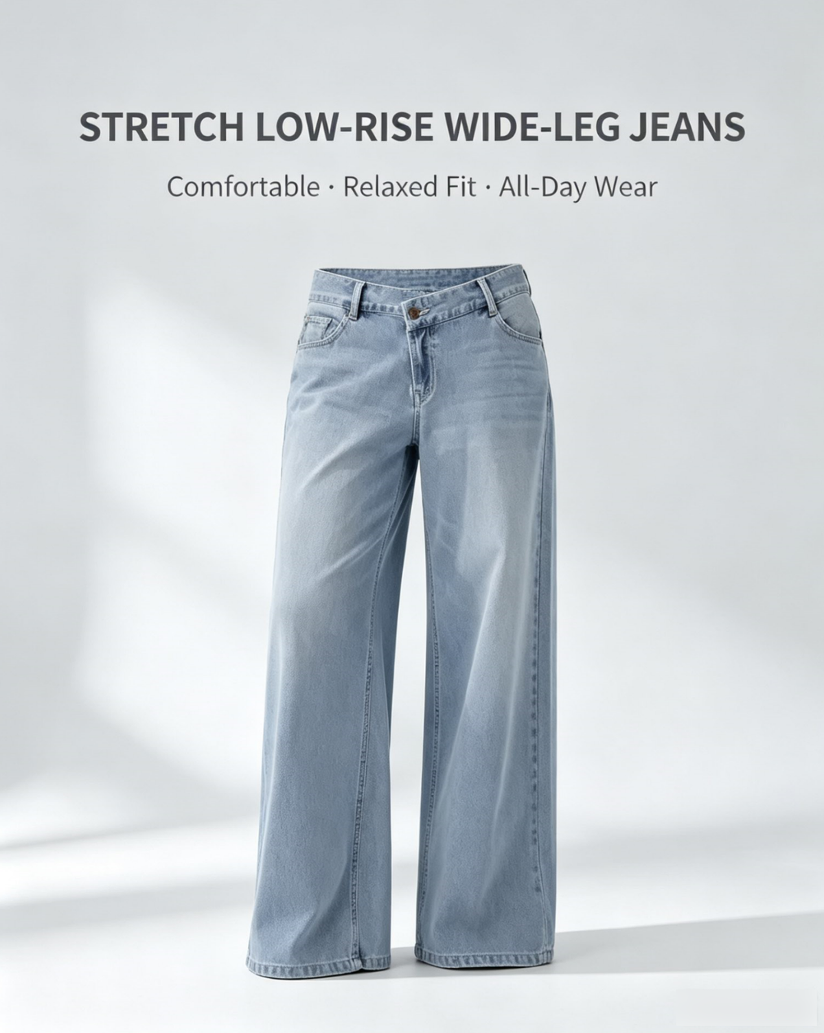 Women’s High Stretch Low-Rise Wide Leg Jeans