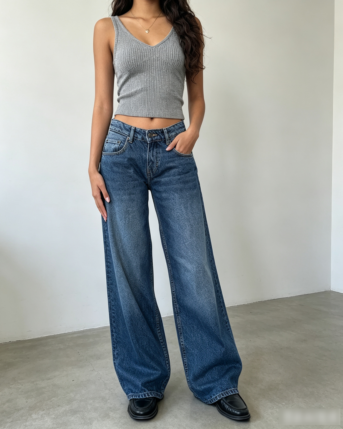 Women’s Low-Rise Vintage Wide Leg Jeans