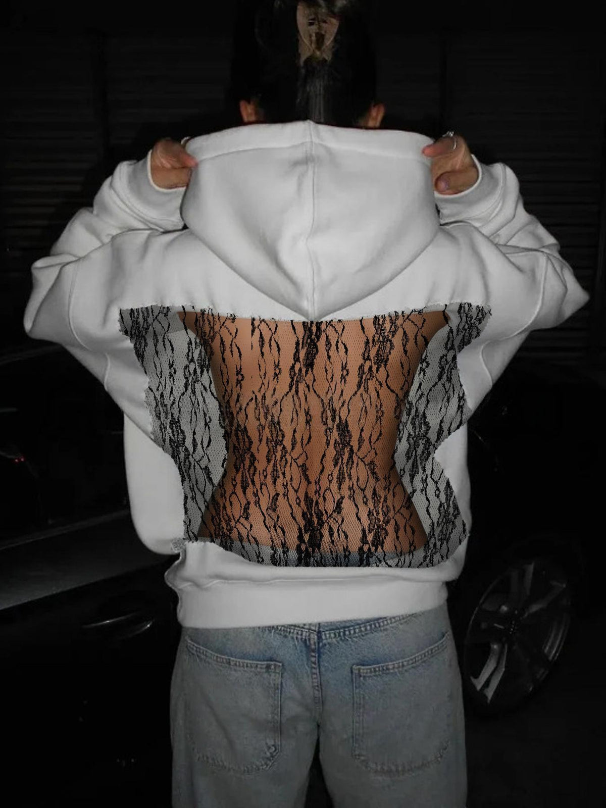 Women's Backless Mesh Hoodie - Breathable & Stylish