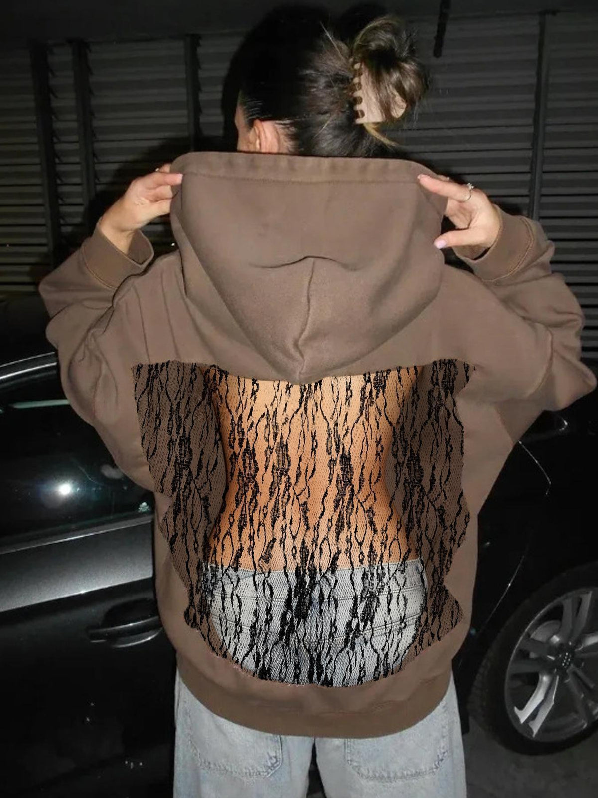 Women's Backless Mesh Hoodie - Breathable & Stylish