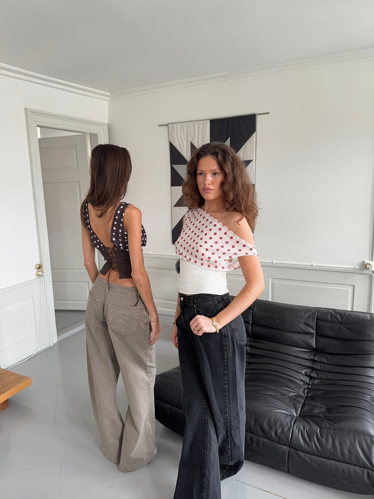 Dapper Dot Brown White Top