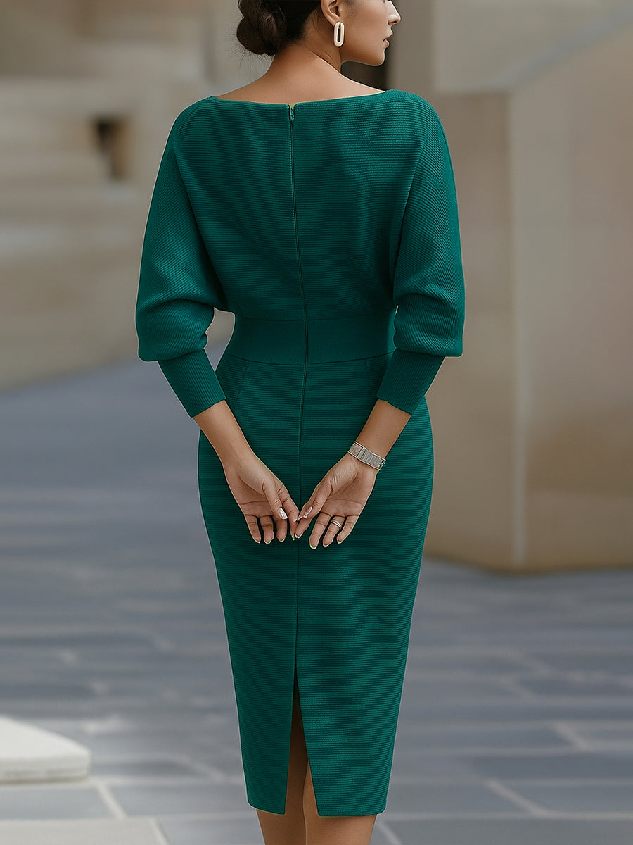 Classic Draped Cowl Midi Dress