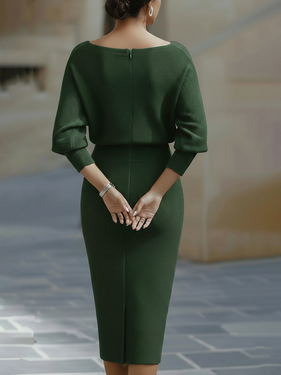 Classic Draped Cowl Midi Dress