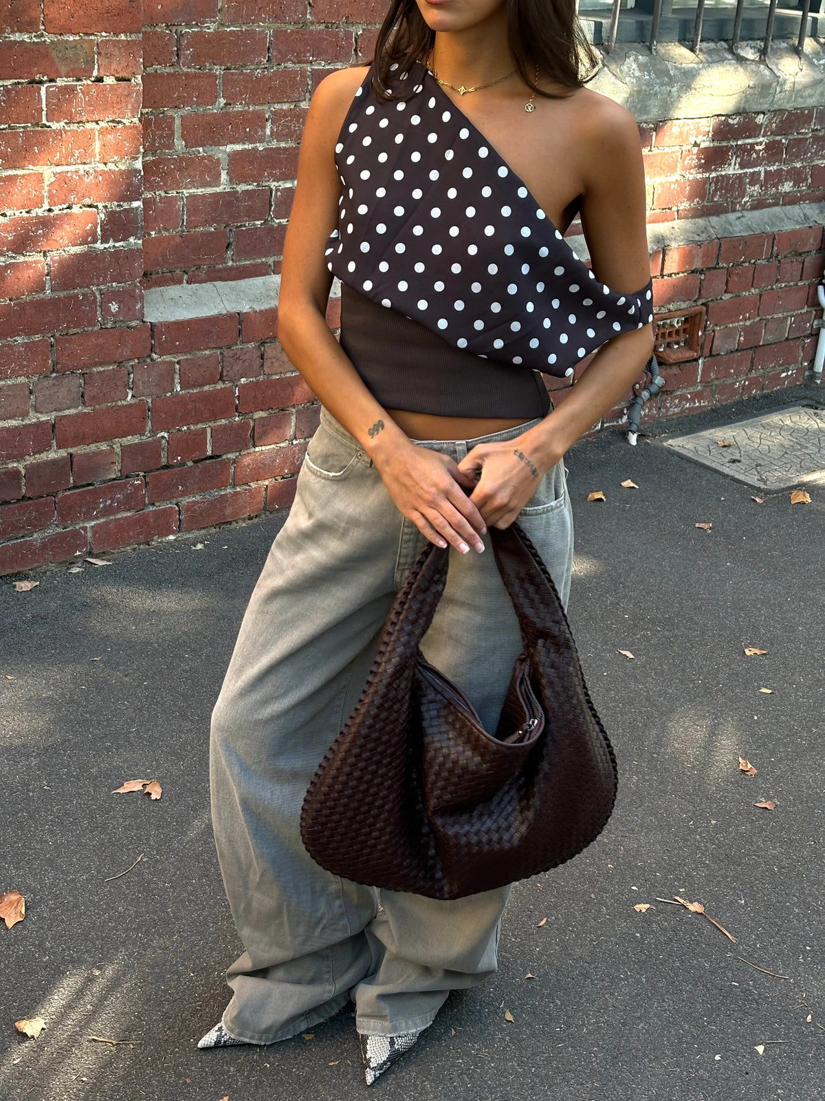 Dapper Dot Brown White Top