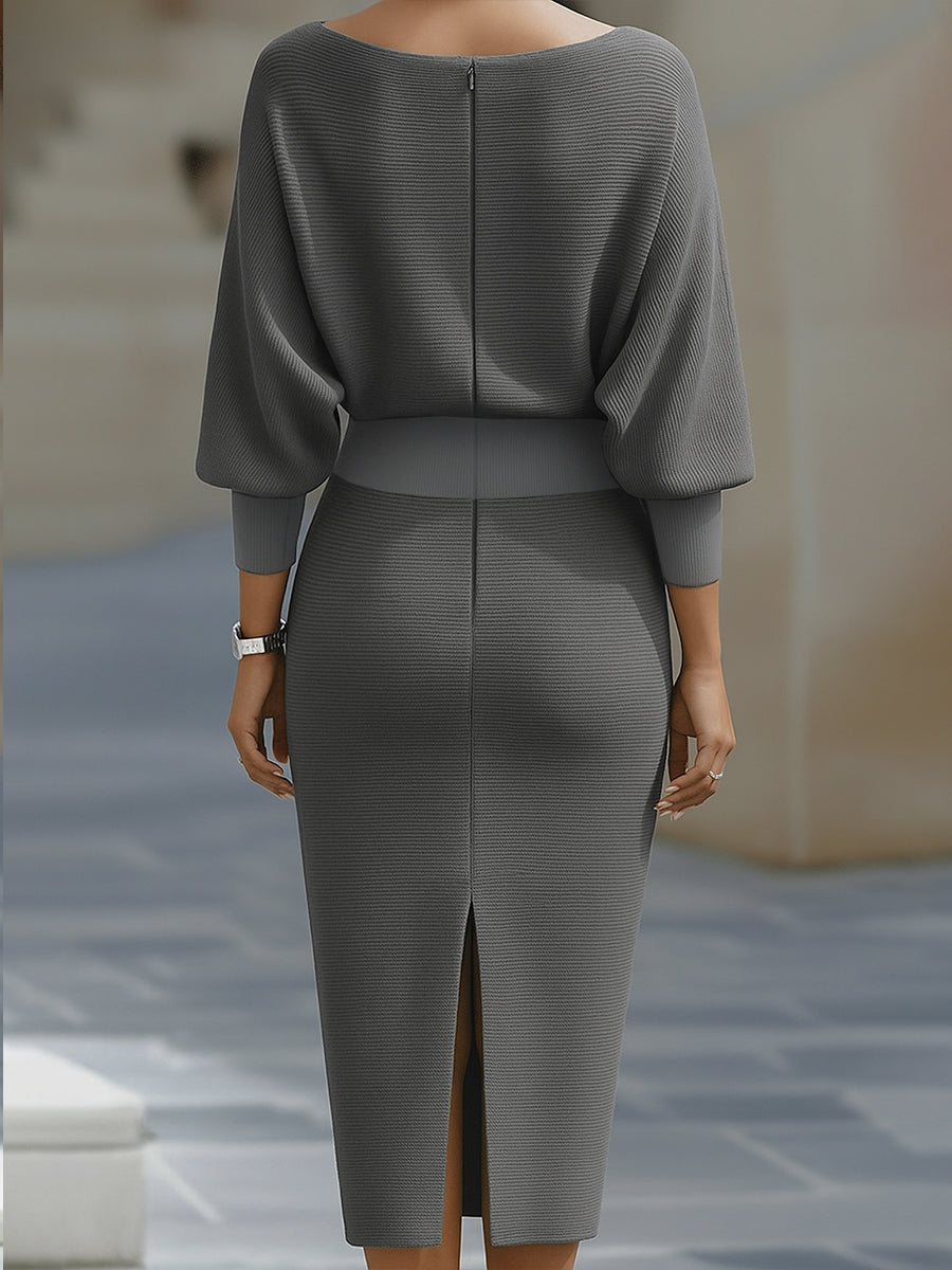 Classic Draped Cowl Midi Dress