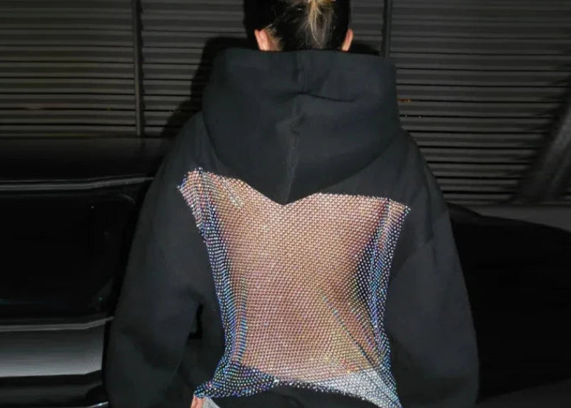 Women's Backless Mesh Hoodie - Breathable & Stylish