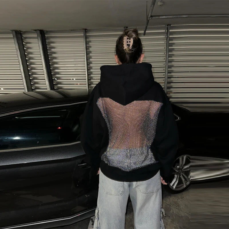Women's Backless Mesh Hoodie - Breathable & Stylish