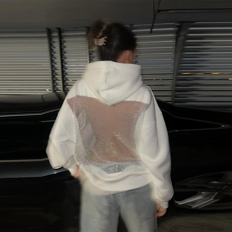 Women's Backless Mesh Hoodie - Breathable & Stylish