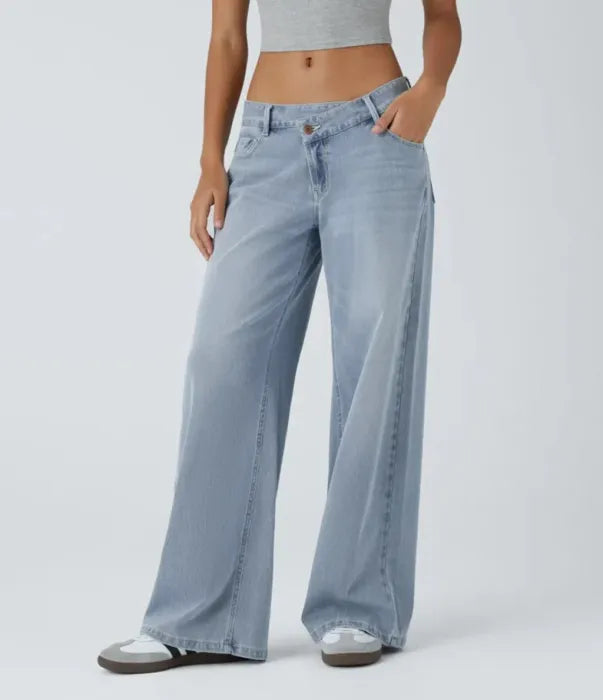 Women’s High Stretch Low-Rise Wide Leg Jeans