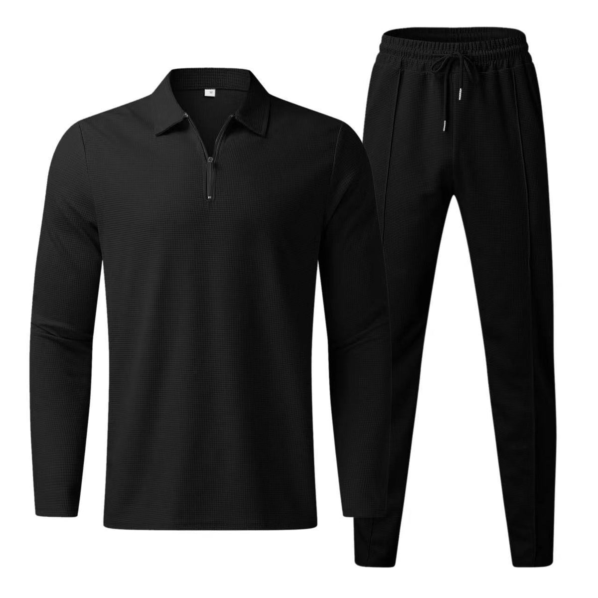 Men's Waffle Knit 2-Piece Casual Sports Set