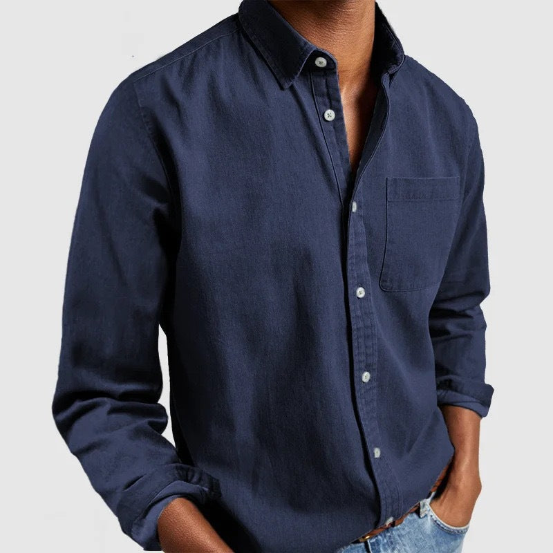 Men’s Vintage Long Sleeve Button-Down Shirt