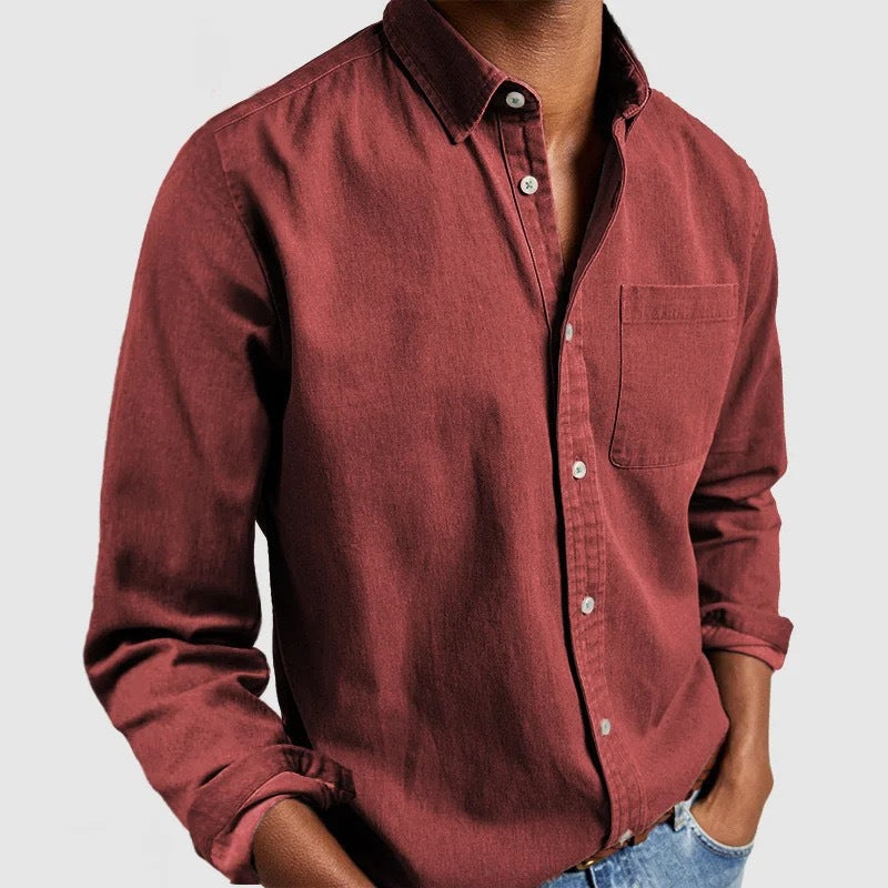 Men’s Vintage Long Sleeve Button-Down Shirt