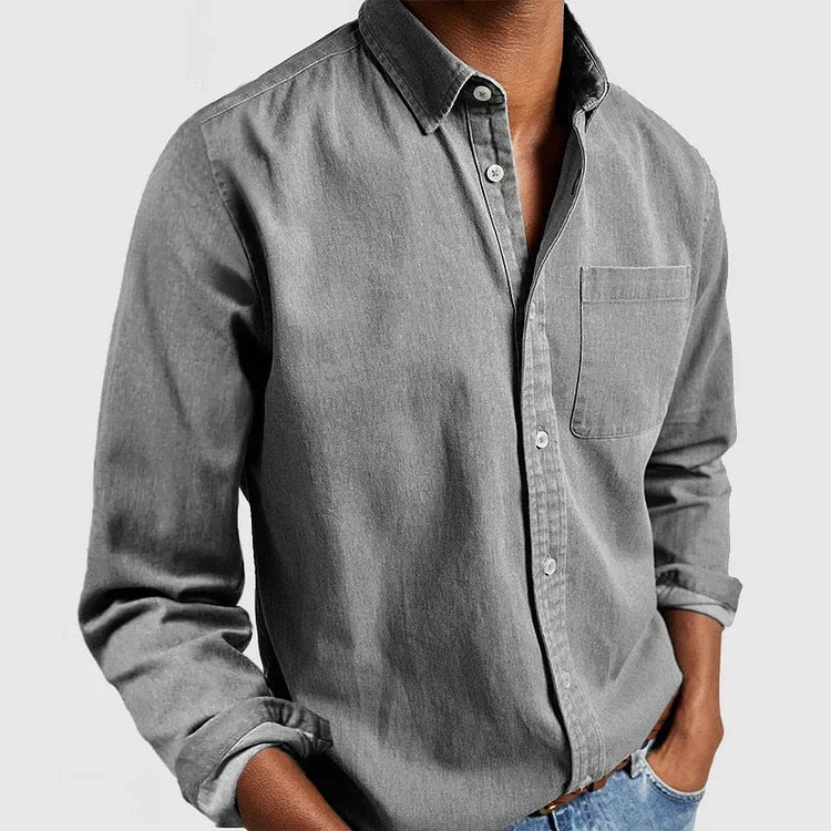 Men’s Vintage Long Sleeve Button-Down Shirt