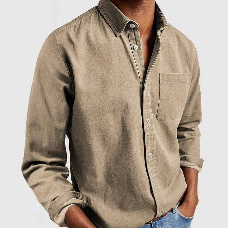 Men’s Vintage Long Sleeve Button-Down Shirt